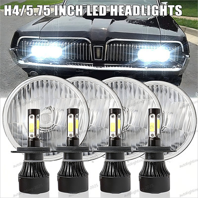 for Mercury Cougar 1967-76 Monterey Comet 4PCS 5.75'' Round LED Headlights Hi/Lo