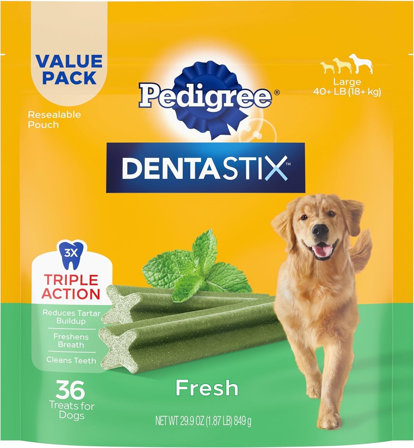 1.94 lb Dentastix for Large Dogs - Mint Dental Treats with G