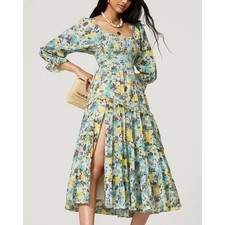 LoveShackFancy Pansy Floral Calico Midi Dress MEDIUM Cottage Cotton Peasant $425