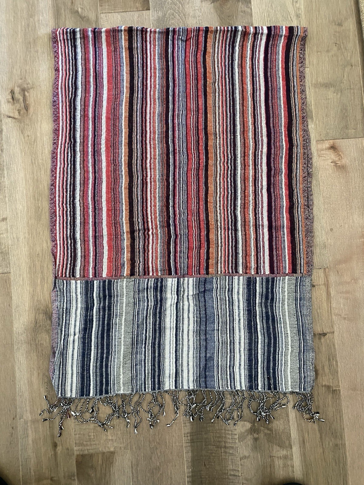 ECHO '90s Wool Blend Rectangle Striped  Fringed S… - image 3