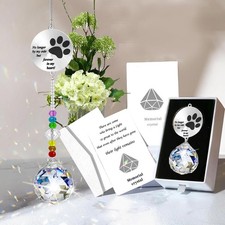 Dog Memorial Gifts for Loss of Dog, Pet Paw Print Sympathy Gifts Crystal Wind...