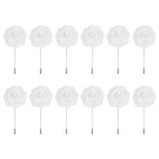 12 PCS Rose Groom Boutonniere Pin Men Wedding Ceremony Anniversary Suit Decor