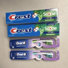 2 Crest Scope Whitening 5.4oz 2 Oral-B Advanced Whitening Toothbrushes New