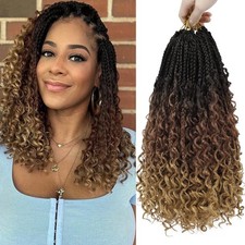Goddess Box Braids Crochet Hair 10 Inch Bohemian 3X Synthetic 7 Pack 1b/30/27