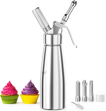 500Ml Sifone Panna Montata, Sifone Da Cucina Alluminio Con 3 Ugelli in Acciaio I