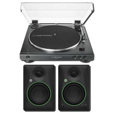 Audio-Technica AT-LP60XBT-BK Wireless Turntable w/ Mackie CR5BT Studio Monitors