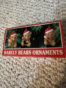 Vintage Barely Bears 3 Ornaments Made In Taiwan For House Of Lloyd