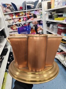 Vintage Global Views Copper Tapered 4-Bottle Wine Chiller Caddy Brass Base