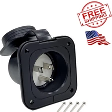 15 Amp Flanged Inlet 125V, NEMA 5-15P Shore Power Inlet Receptacle, Generator...