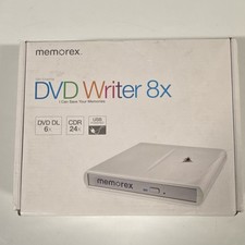 Memorex Slim External DVD Writer 8x USB-Powered White DVD DL CDR