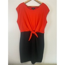 Karen Kane Coral/Black Tie Front Stretch Ponte Dress XL Stretch Preppy USA