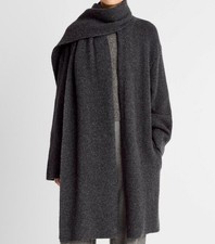 Vince Draped-Scarf Wool-Blend Car Coat