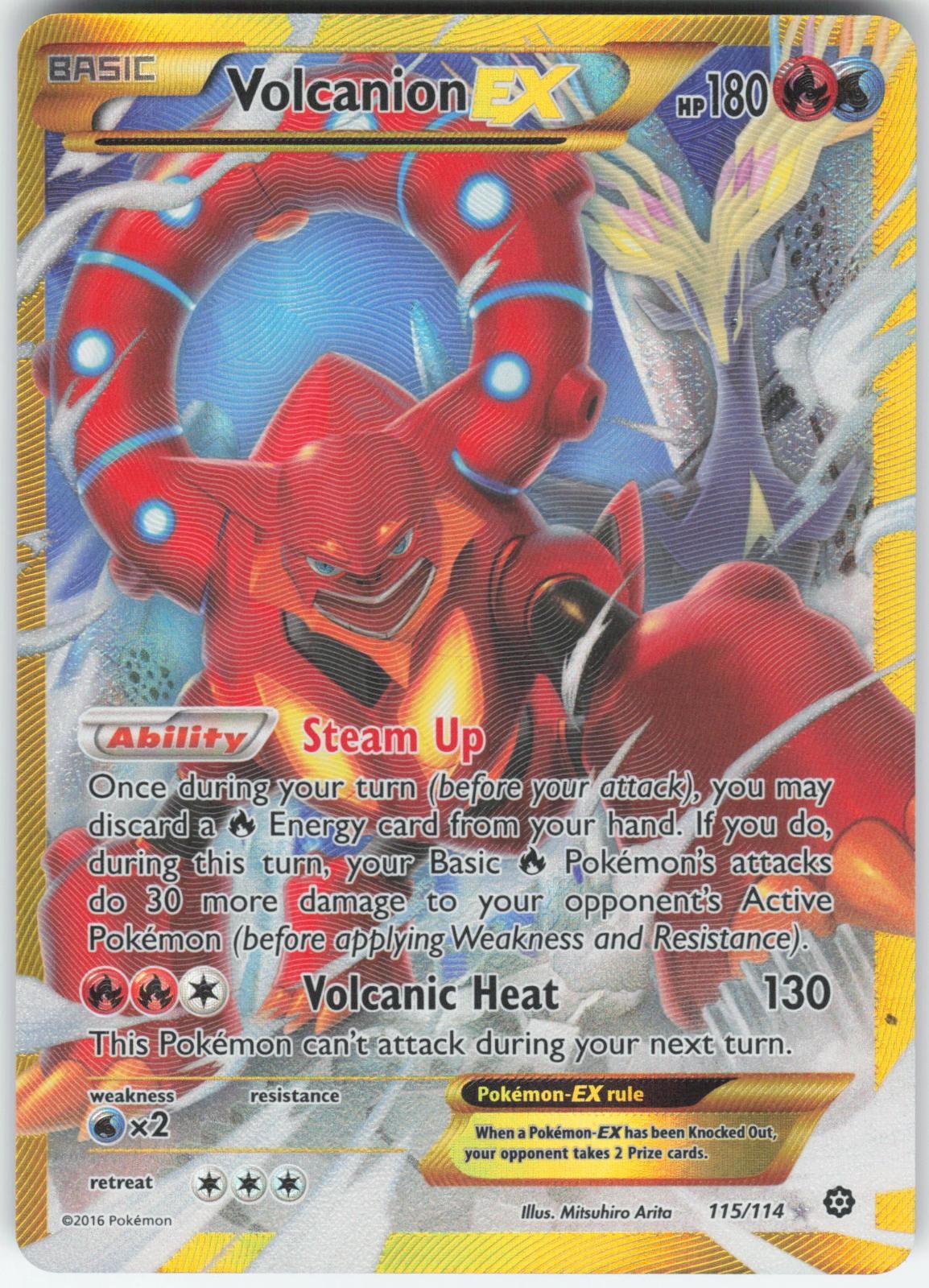 VOLCANION EX 115/114 SECRET RARE STEAM SIEGE POKEMON HOLO NM