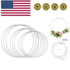9 PCS 3 Sizes Metal Floral Hoop Wreath Macrame Silver Hoop Rings for DIY Flor...