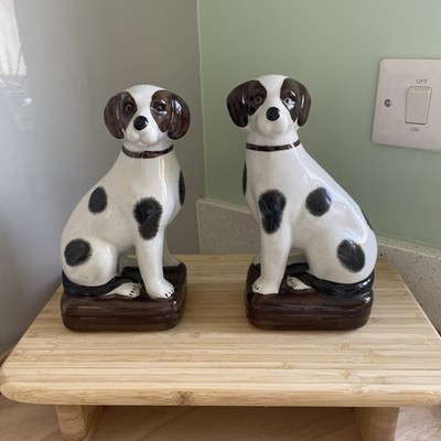 Vintage Keramik Zeiger Hund Mantel/Buchstützen Paar