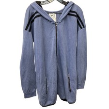 One Teaspoon Sz S Blue Terry Long Sleeve Full Zip Up Striped Long Sleeve Hoodie