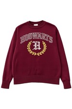 Harry Potter Hogwarts Knit Sweater Womens S Burgundy Wizarding World