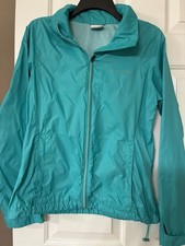 Columbia Teal Blue Lightweight Hooded Full Zip Windbreaker Jacket