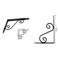 Set 2 Pz Reggimensola Supporto Staffa Angoliere Fantasia 290x240cm Nera 91279