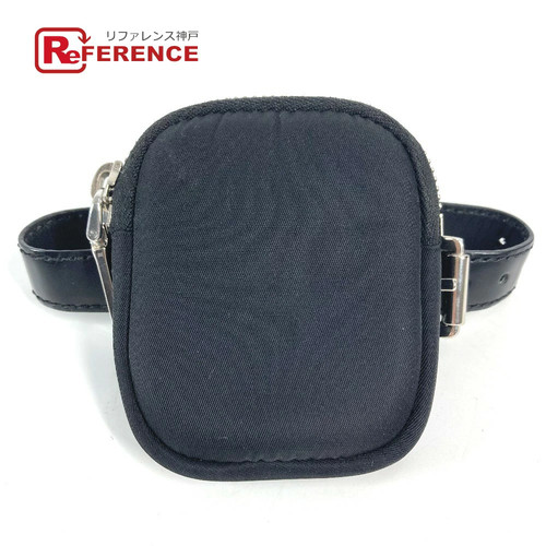 Prada Triangle Logo Plate With Belt Mini Multi Pouch Leather/Nylon Unisex Black