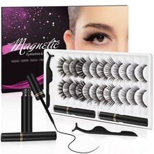 Kit de pestañas magnéticas naturales 3D con delineador de ojos