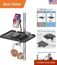 Universal Microphone Stand Tray with Phone Holder, Mic Stand Clamp-On Utility Sh