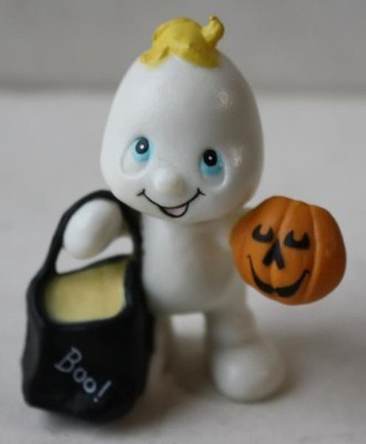 Ghost Pumpkin Boo Basket Miniature Figure Hard Plastic Baby Ghost Trick Treat +