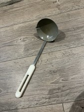 Vintage Olive Green Bonny Ladle With Spouts & White Plastic Handle made in USA