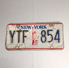YTF 854 New York Vintage License Plate Statue of Liberty Collectible