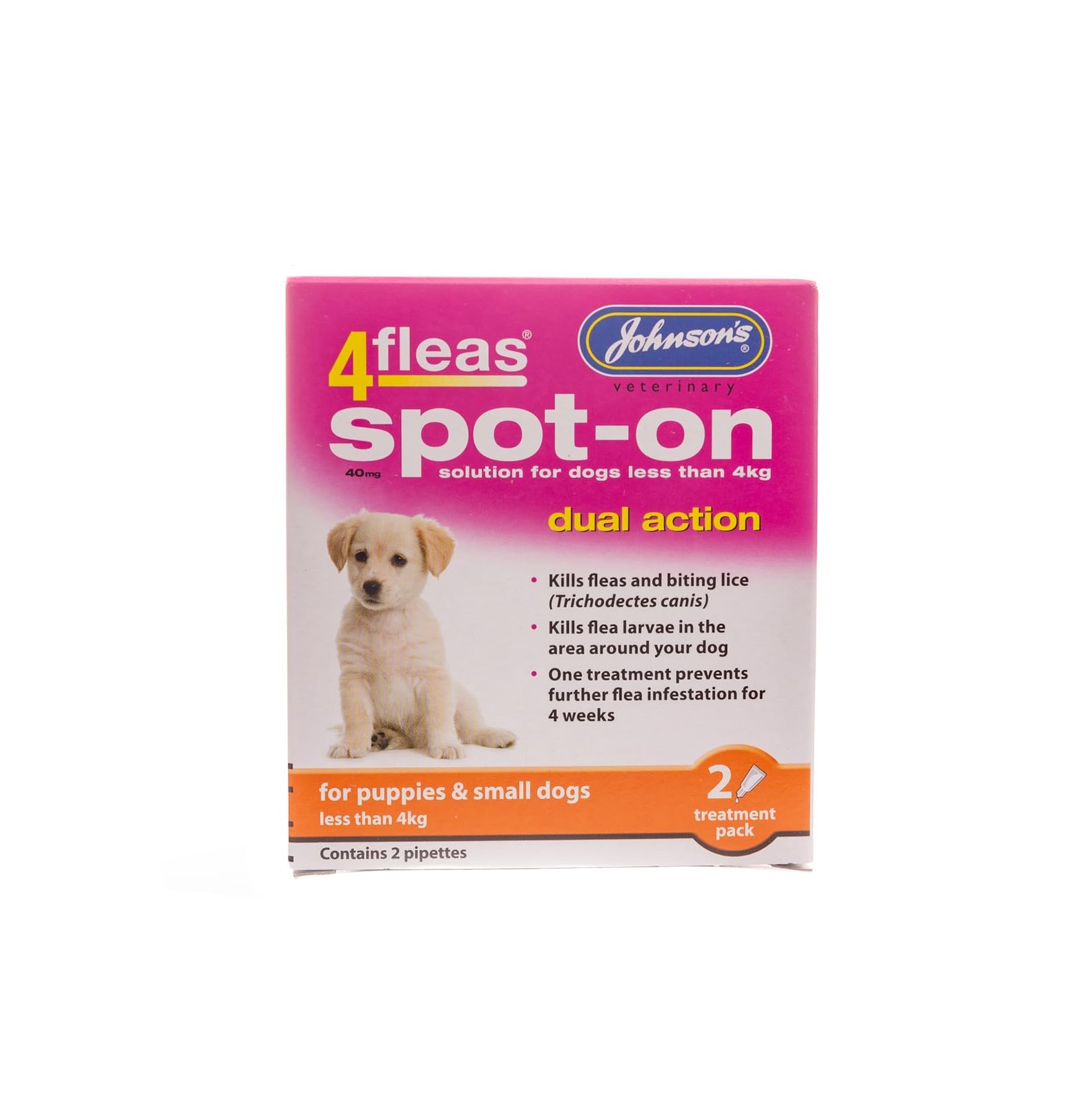 Johnsons 4Fleas Spot-On for Dogs Under 4 kg, 2 x 0.4 ml | Two 0.4 ml flea-treatment pipettes for dogs under 4 kg and over 8 weeks old, with four weeks of protection per dose. - Image 6