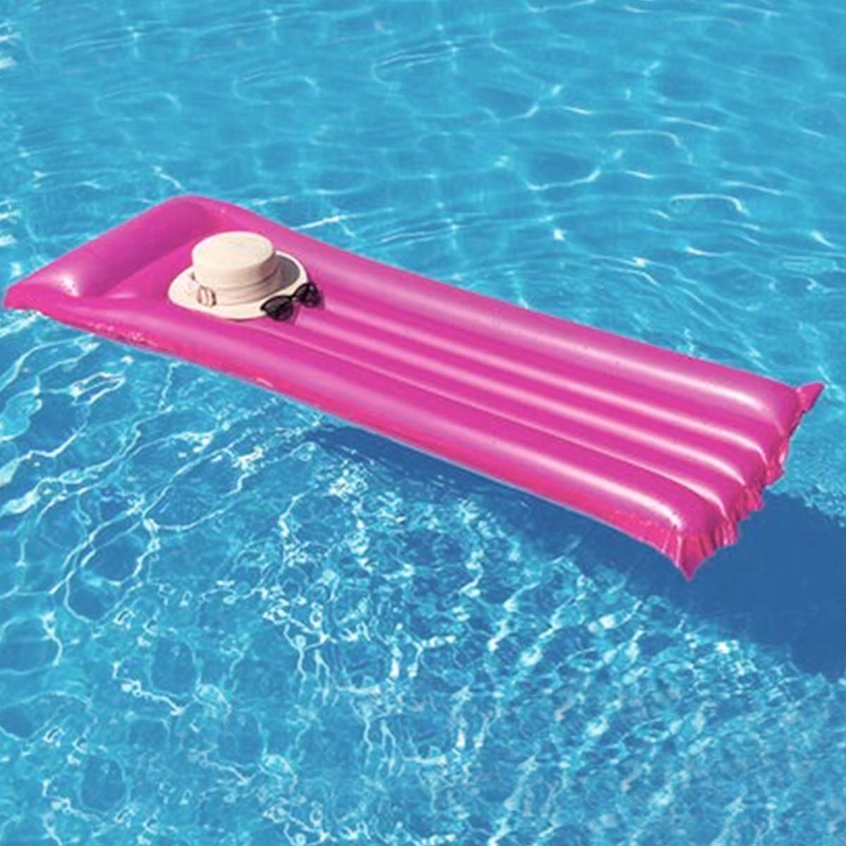 Matelas gonflable rose avec oreiller intégré et structure à boudins - 3