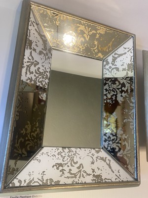 NEW Antique Silver & Gold Beveled Tray Mirror Rectangular Wall/Freestand 12in