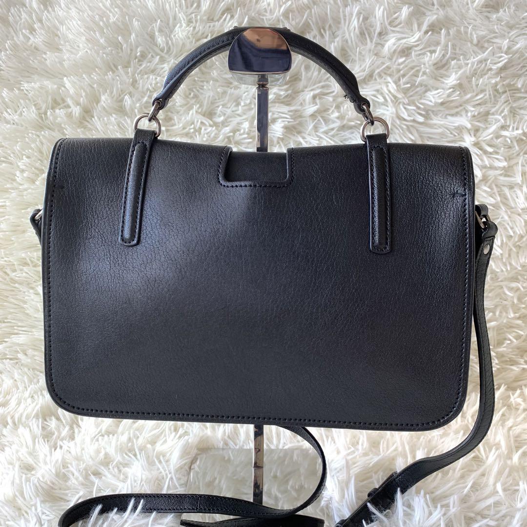 Borsa a tracolla Saint Laurent Paris 2 vie Charlotte pelle di vitello nera usata 2505SM