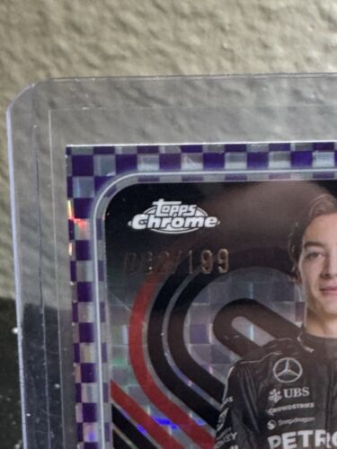 2024 Topps Formula 1 Chrome - #5 George Russell Purple Checkered Flag /199 - Picture 3 of 3