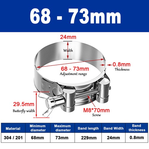 Butterfly Wing 306/201 Stainless Steel Jubilee Type Hose Pipe Clips 17mm - 252mm - Picture 21 of 39