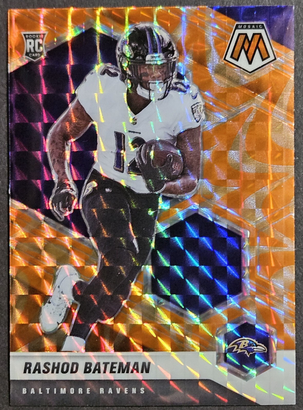 2021 Panini Mosaic Orange Reactive Prizm #310 Rashod Bateman Rookie RC Ravens
