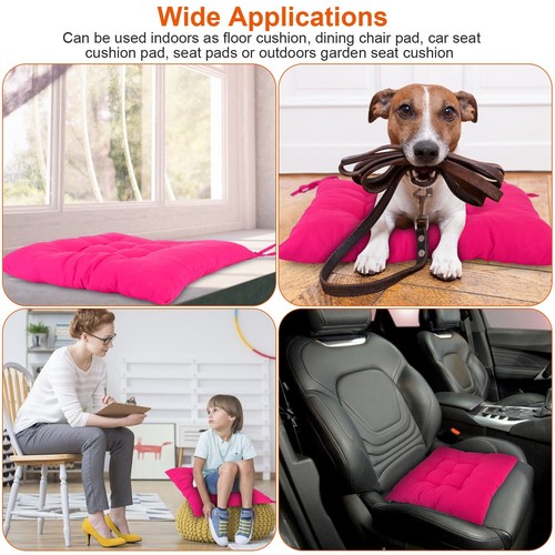 4Pack 16" x16" Chair Cushion Pads Seat Cushion Pillows w/Ties For Dining Kitchen - Picture 12 of 34