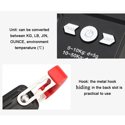 Fishing Scale Portable H-anging Hook Electronic Weighing LCD Display G2W2 - Picture 8 of 9