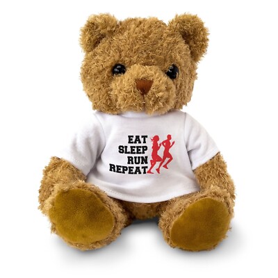 Neu - EAT SLEEP RUN REPEAT - Teddybär - Süß Und Kuschelig - Laufgeschenk