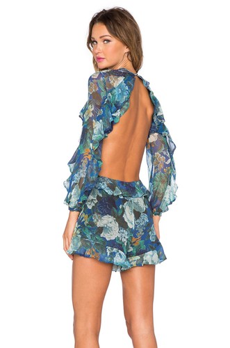 Zimmermann designer Silk Cut Out Playsuit Jumpsuit (3) SMALL - FIT SIZE 8 - 10 - Picture 7 of 7