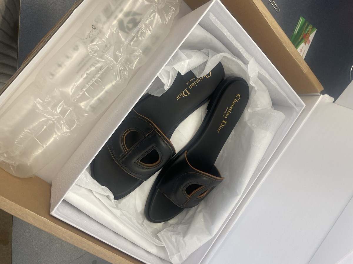 DIOR Woman Sandals D-Club Slide Calfskin Black 36 | eBay