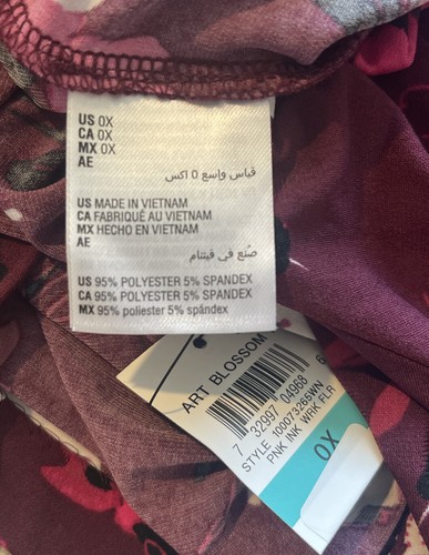Alfani Burgundy/Pink Floral 3/4 Sleeve Jersey Top Size 0X 981 - Picture 4 of 5