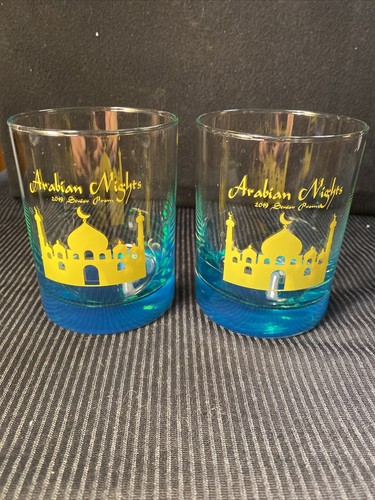 ARABIAN NIGHTS 10 oz glasses ELOQUENT COLOR TEAL 2019 SENIOR PROM Set of 2 VGUC - Picture 2 of 8