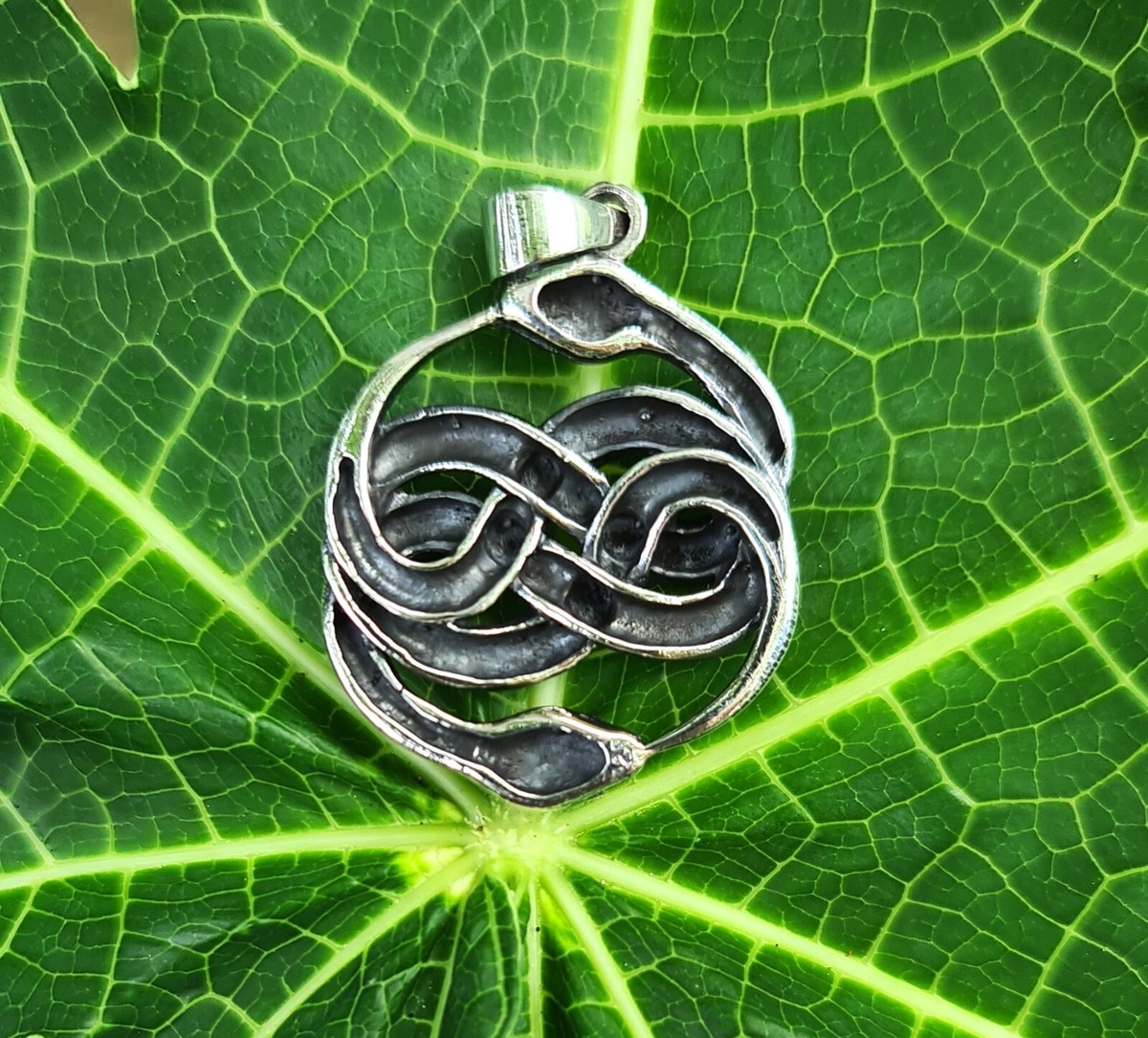 Double Snake Pendant STERLING SILVER 925 Interlocking Snakes