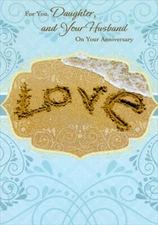 Love Written in Sand Wedding Anniversary Card for Daughter and Husband