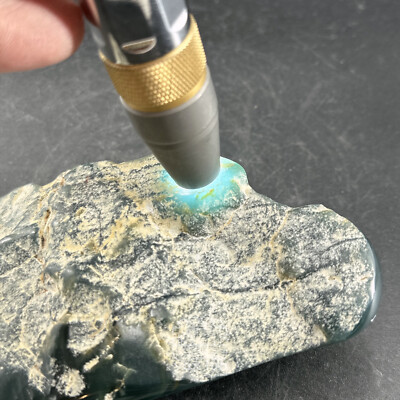 DEEP BLUE GREEN JADE polished window boulder Guatemalan