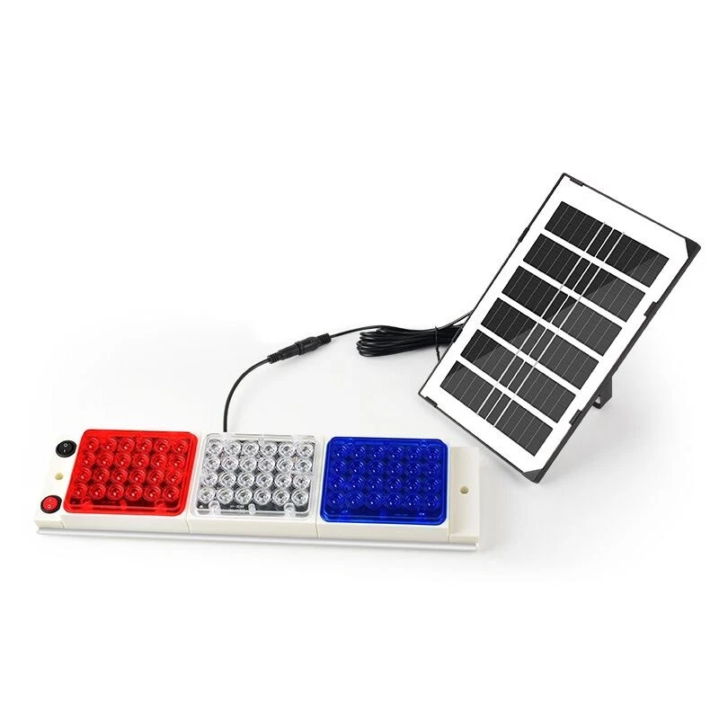 1x Solar LED Strobe Warnung Hell Weißes Rot Blau Für Baustellen Post - Bild 3 von 4