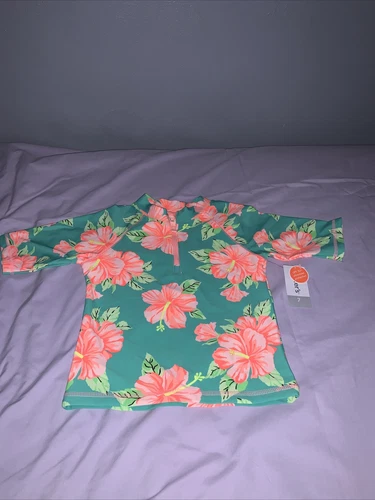 NWT CARTER'S SWINWEAR UPF +50 ULTRA PROTECCION Floral SHIRT Girls Size 7