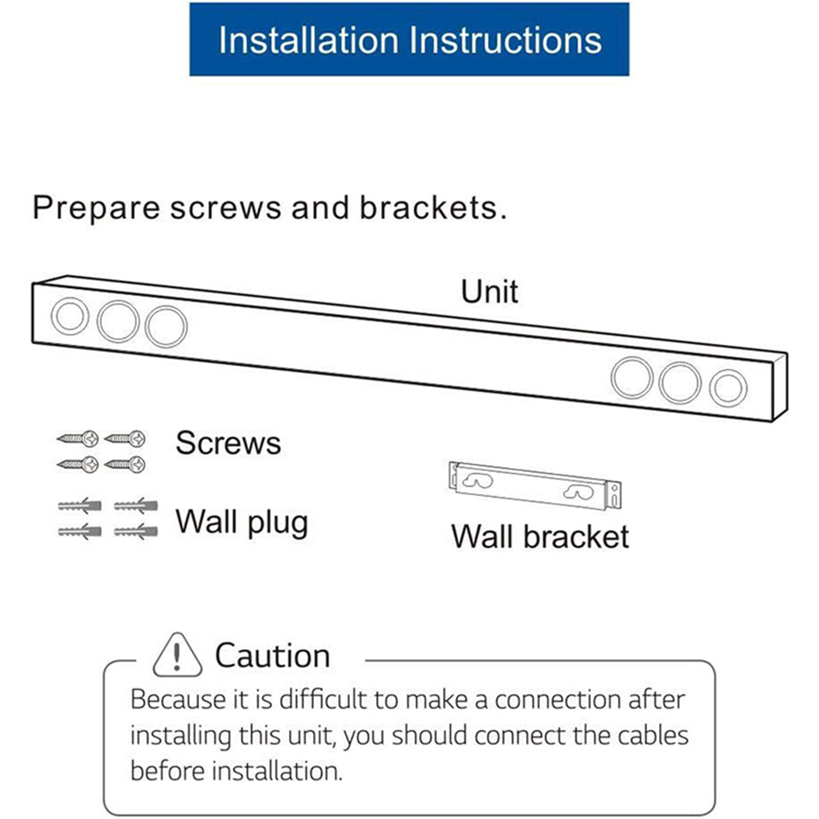 Soundbar Wall Mounting Bracket for LG LAS260B LAS454B NB3530A NB2420A Speaker