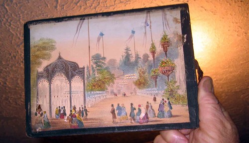 c1820 Wood Framed HAND COLORED PAPER TRANSPARENCY OPTICAL Zograscope View IMAGE - 第 6/7 張圖片
